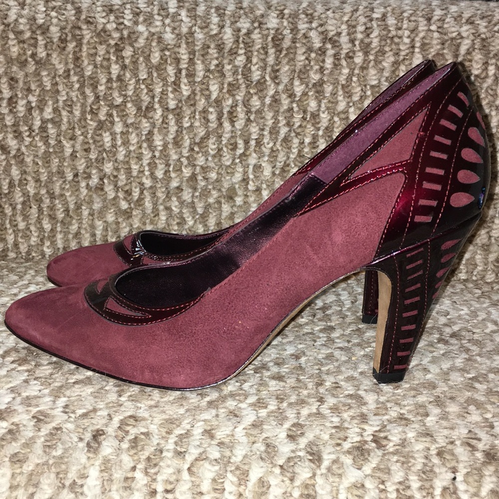 ISOLA REAL SUEDE LEATHER SOLED Burgundy DETAILED NWT PUMPS